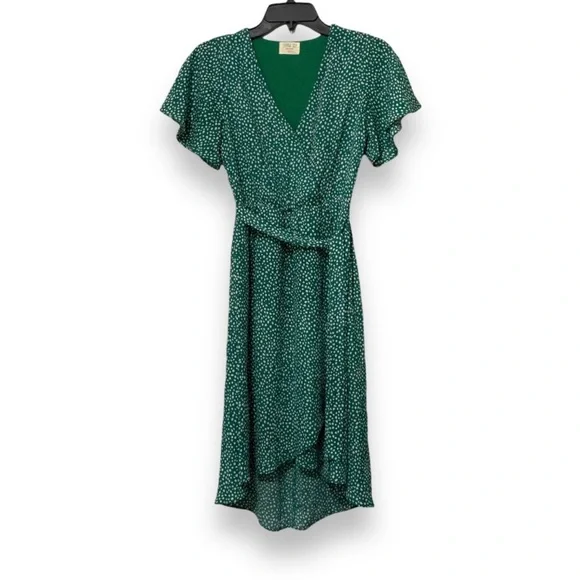 Sienna Sky Dresses | Sienna Sky Green Polkadot Wrap V Neck Flowy Midi Dress | Color: Green/White | Size: Xs | Pm-64600534's Closet
